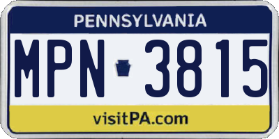 PA license plate MPN3815