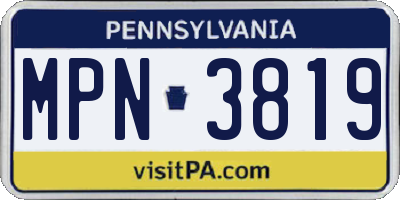 PA license plate MPN3819