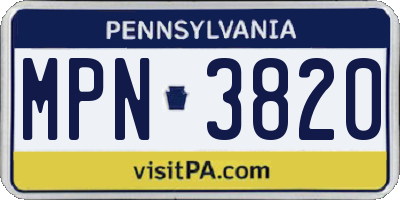 PA license plate MPN3820