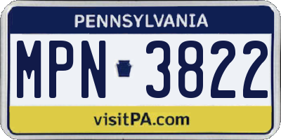 PA license plate MPN3822