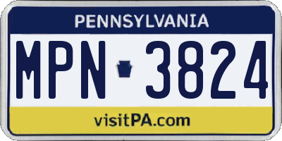 PA license plate MPN3824