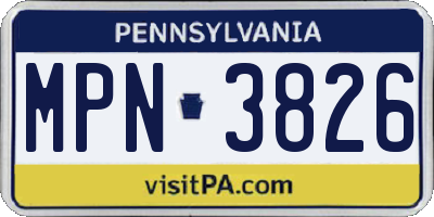 PA license plate MPN3826