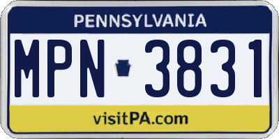 PA license plate MPN3831