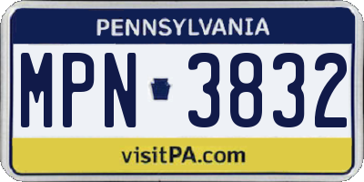 PA license plate MPN3832