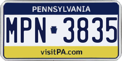 PA license plate MPN3835