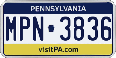 PA license plate MPN3836