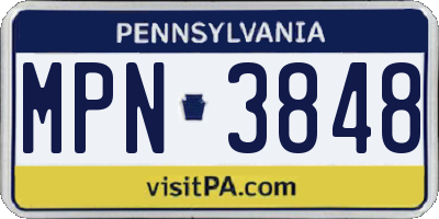 PA license plate MPN3848