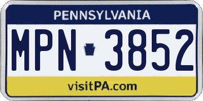 PA license plate MPN3852