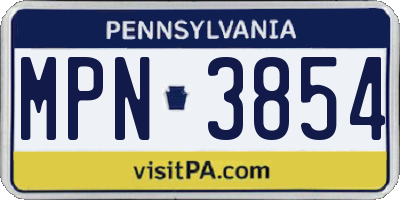 PA license plate MPN3854