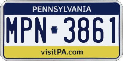 PA license plate MPN3861