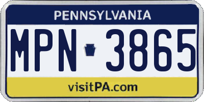 PA license plate MPN3865
