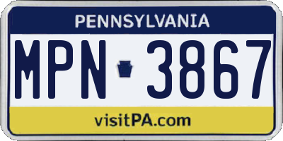 PA license plate MPN3867