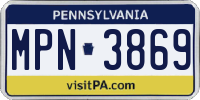 PA license plate MPN3869