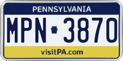 PA license plate MPN3870