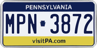 PA license plate MPN3872