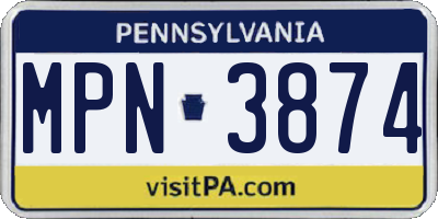 PA license plate MPN3874