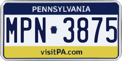 PA license plate MPN3875