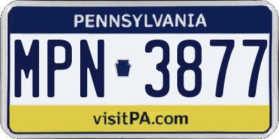 PA license plate MPN3877
