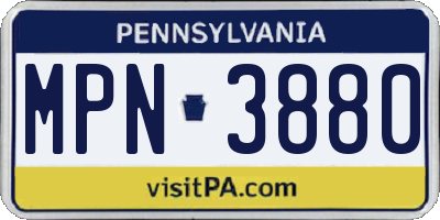 PA license plate MPN3880