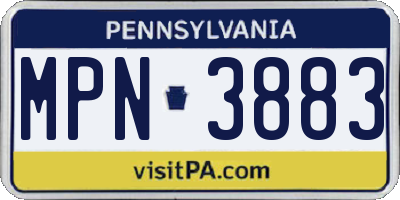 PA license plate MPN3883