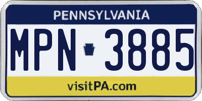 PA license plate MPN3885