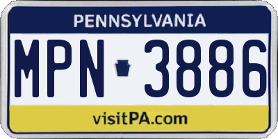 PA license plate MPN3886