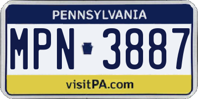 PA license plate MPN3887