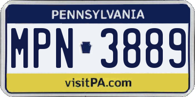 PA license plate MPN3889
