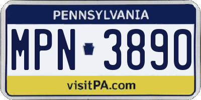 PA license plate MPN3890