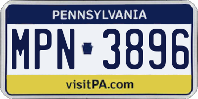 PA license plate MPN3896
