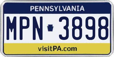 PA license plate MPN3898