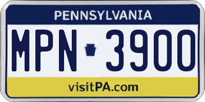 PA license plate MPN3900