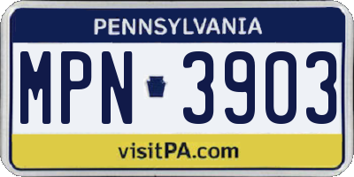 PA license plate MPN3903