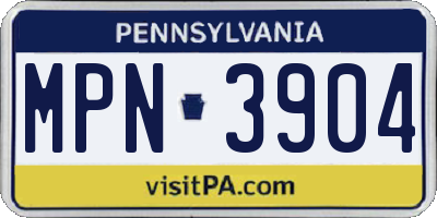PA license plate MPN3904