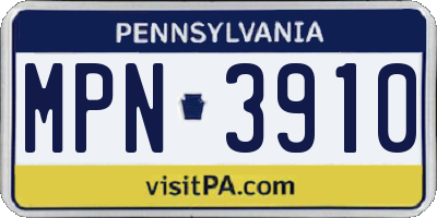 PA license plate MPN3910