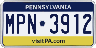 PA license plate MPN3912