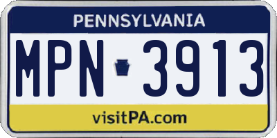 PA license plate MPN3913