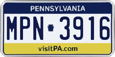 PA license plate MPN3916