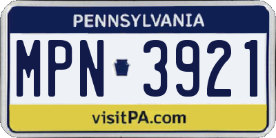 PA license plate MPN3921