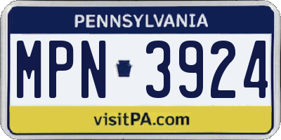 PA license plate MPN3924