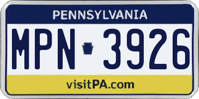 PA license plate MPN3926