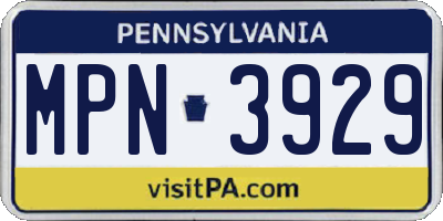 PA license plate MPN3929