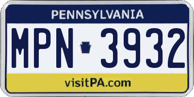PA license plate MPN3932