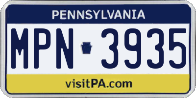PA license plate MPN3935