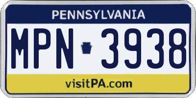 PA license plate MPN3938