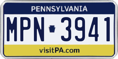 PA license plate MPN3941