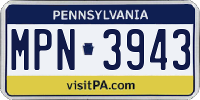 PA license plate MPN3943