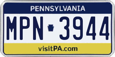 PA license plate MPN3944