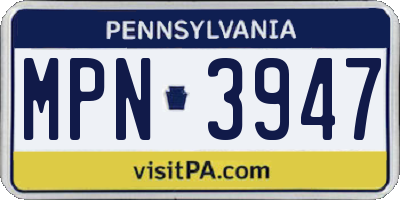 PA license plate MPN3947