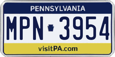 PA license plate MPN3954
